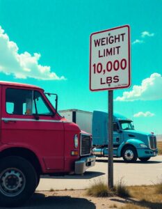 Board showing weight limit for trucks